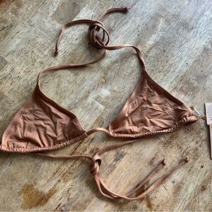 NWT Skims Micro Triangle Bikini Top 3x Almond Swimwear Halter Neck
